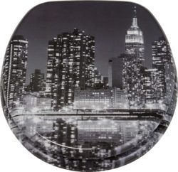 HOME - New York Skyline - Toilet Seat - Black and Grey